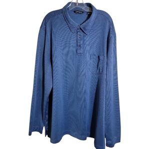 Axist men's polo shirt 3XB blue long sleeve big & tall casual relaxed fit